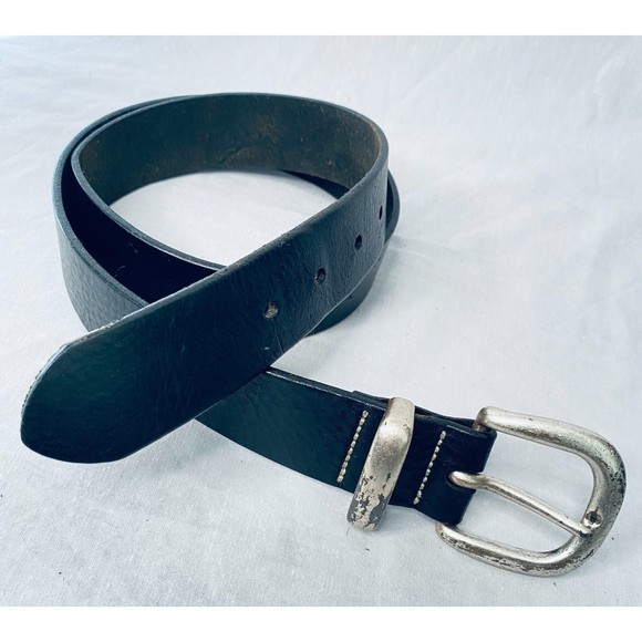 Gap Vintage Leather Belt Distressed Black Metal Loop Size 36 - Picture 1 of 11